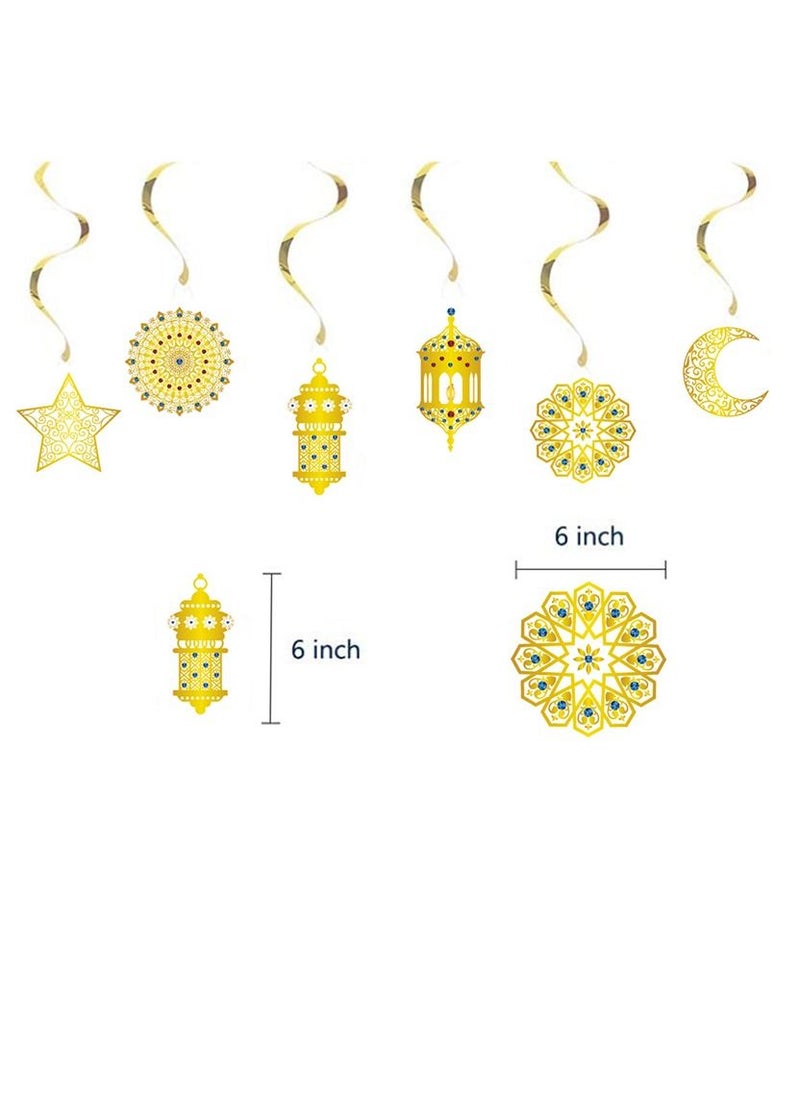 Party Propz Party Propz Eid Mubarak Decoration - Ramadan Kareem Decotion -Swirl With Hangings - Set of 6  - Image 3