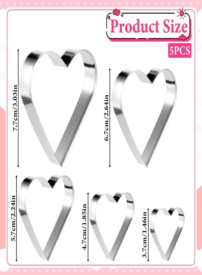 Macuezu 5 PCS Heart Shaped Cookie Cutter Mini Heart Cookie Cutters, 5 Size Stainless Steel Lover Small Biscuit Cutters for Valentine's Day, Weddings, And Anniversaries - Image 2