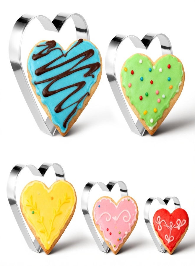 Macuezu 5 PCS Heart Shaped Cookie Cutter Mini Heart Cookie Cutters, 5 Size Stainless Steel Lover Small Biscuit Cutters for Valentine's Day, Weddings, And Anniversaries - Image 1