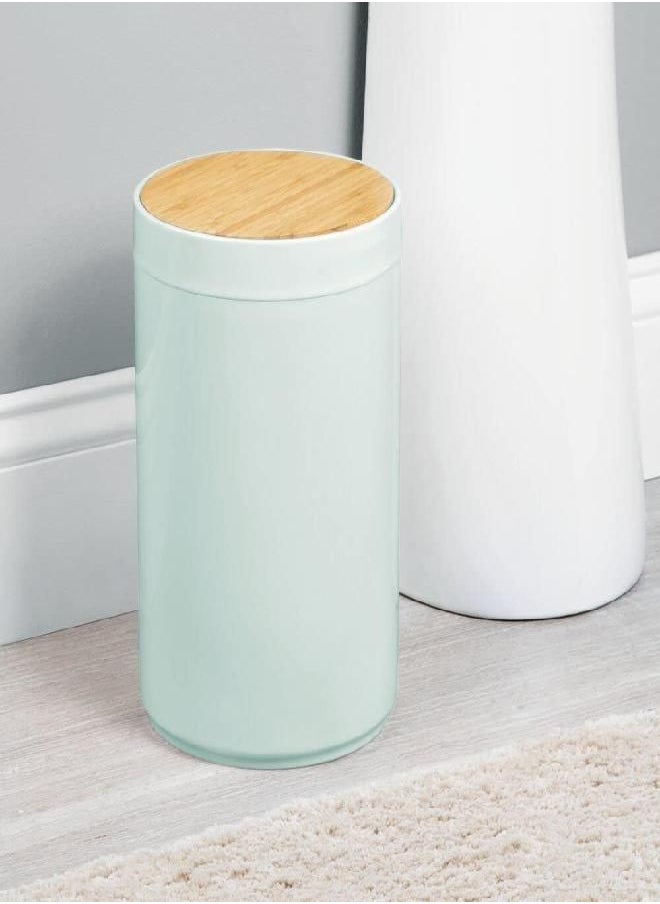 mDesign Plastic Round Trash Can Small Wastebasket, Garbage Bin Container with Swing-Close Lid, Kitchen, Bathroom, Home Office, Bedroom Basket; Holds Waste, Recycling,1.3 Gallon - Mint Green/Natural - pzsku/ZE534B7122FB913F6AE5CZ/45/_/1692791303/f0e4ae49-2e19-4579-b0fc-b181fcc3c6d0