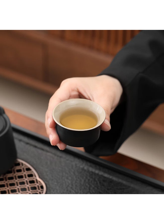 Tangfeng Tea Tray And Tea Set, Home Small Tea Table, Kung Fu Tea Set, Zhoushan Tea Tray Small + Chong Lou Teapot With Handle, 9 Pieces - Image 4