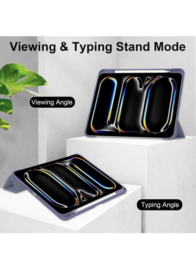 روك بو - حافظة لجهاز iPad Pro 13 بوصة M4 2024 الجيل السابع، حافظة رفيعة ذكية مع حامل وغطاء تلقائي للنوم/التنشيط، مع فتحة قلم رصاص، غطاء خلفي شفاف لجهاز iPad Pro 13 بوصة - Image 1