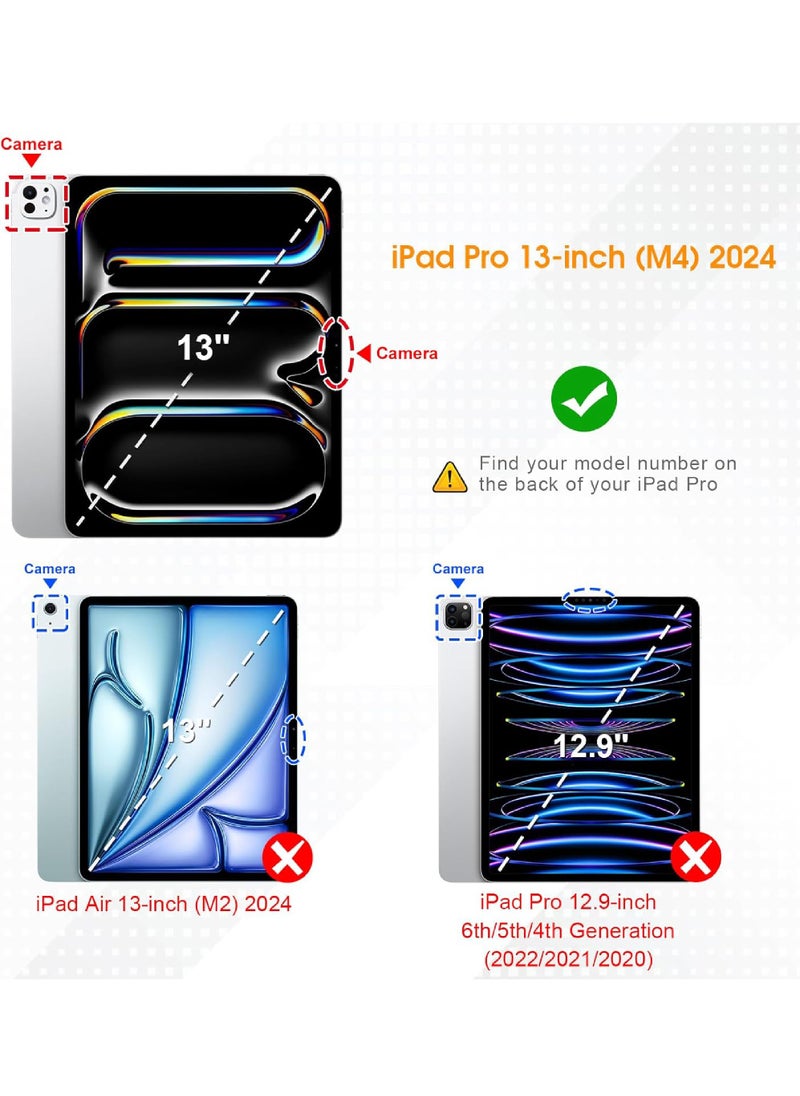 روك بو - حافظة لجهاز iPad Pro 13 بوصة M4 2024 الجيل السابع، حافظة رفيعة ذكية مع حامل وغطاء تلقائي للنوم/التنشيط، مع فتحة قلم رصاص، غطاء خلفي شفاف لجهاز iPad Pro 13 بوصة - Image 1