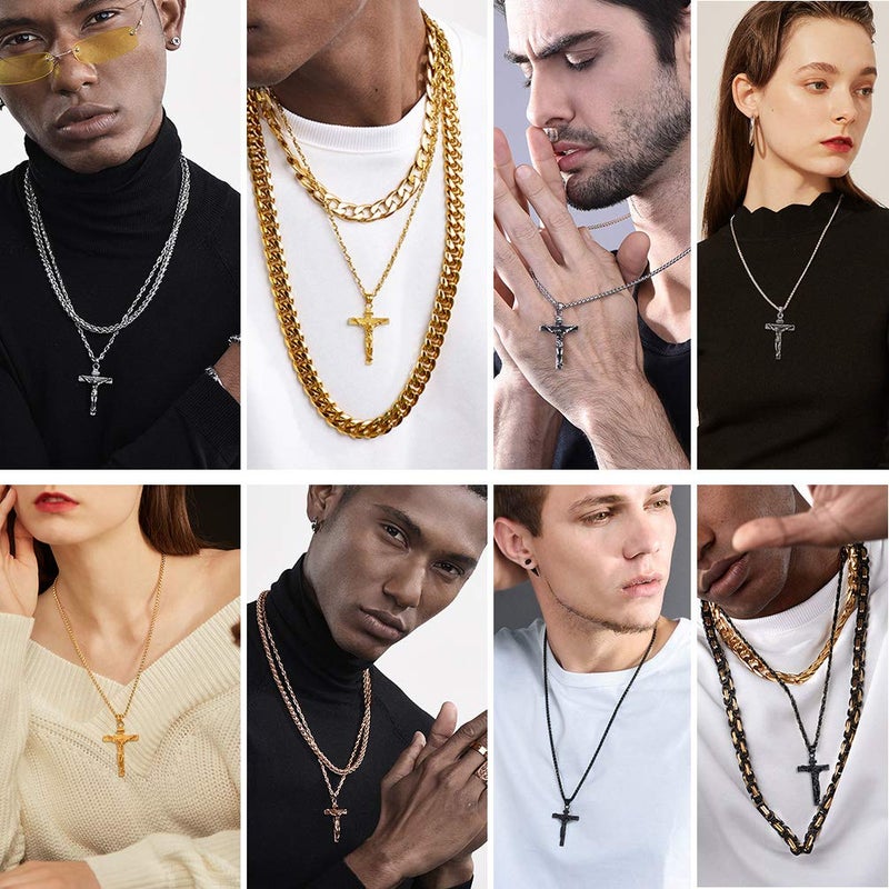 PROSTEEL Cross Necklaces Pendant Men INRI Crucifix Piece Christian Mens Jewelry Religious Crucified Jesus Cross Necklace - Image 3