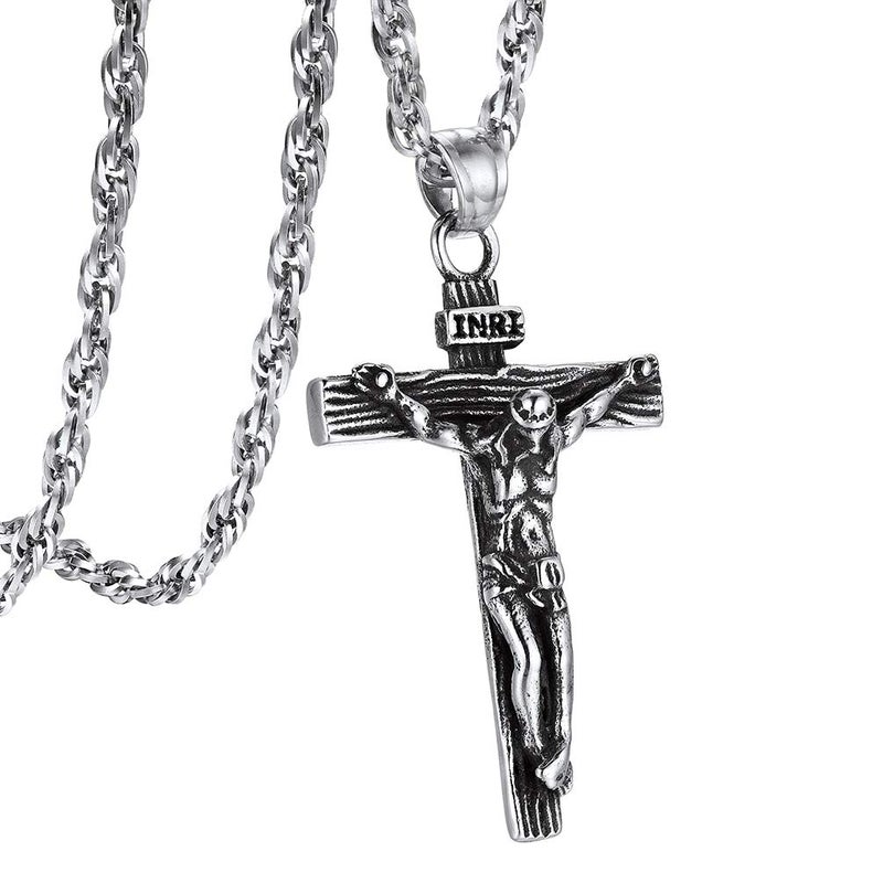 PROSTEEL Cross Necklaces Pendant Men INRI Crucifix Piece Christian Mens Jewelry Religious Crucified Jesus Cross Necklace - Image 1