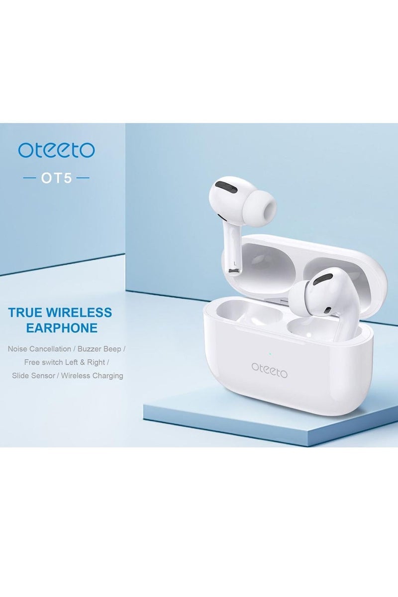 Oteeto OT5 Bluetooth Earbuds with HiFi Stereo Sound, Noise Cancellation, Multi-Function Touch Control, and Long Battery Life – Wireless Earbuds in White, Compatible with Android Smartphones, Tablets, and Bluetooth Devices for Music, Calls & More - Image 5