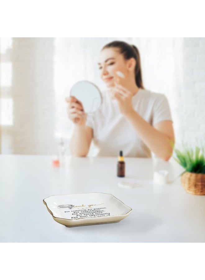OASSIE Thank You Gifts For Women - 4"X4" Porcelain Jewelry Dish Tray - Teacher's Day Birthday Nurse Employee Appreciation Gifts For Women Coworkers Boss Friends - Image 4