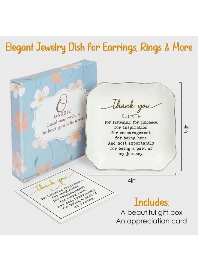 OASSIE Thank You Gifts For Women - 4"X4" Porcelain Jewelry Dish Tray - Teacher's Day Birthday Nurse Employee Appreciation Gifts For Women Coworkers Boss Friends - Image 2