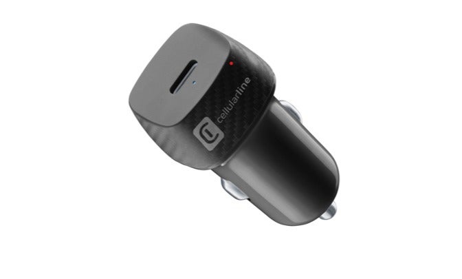 Cellularline USB-C Car Charger 20W, Fast Car Charger with Power Delivery (PD), Type-C Car Adapter , 12V/24V Universal – Black - Image 1