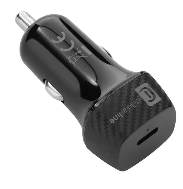 Cellularline USB-C Car Charger 20W, Fast Car Charger with Power Delivery (PD), Type-C Car Adapter , 12V/24V Universal – Black - Image 3