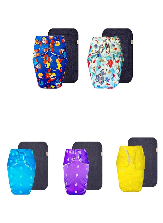 Dumbledo Premium Cloth Diaper with Black Insert (Pack of 5) | Soft & Gentle | Leakproof | Adjustable Snaps | Designed by Moms | 3 Months - 3 Years | Unisex Baby - Image 1