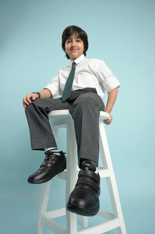 Action School Shoes for Boys & Girls-AGT-52 Black-8C - Image 5