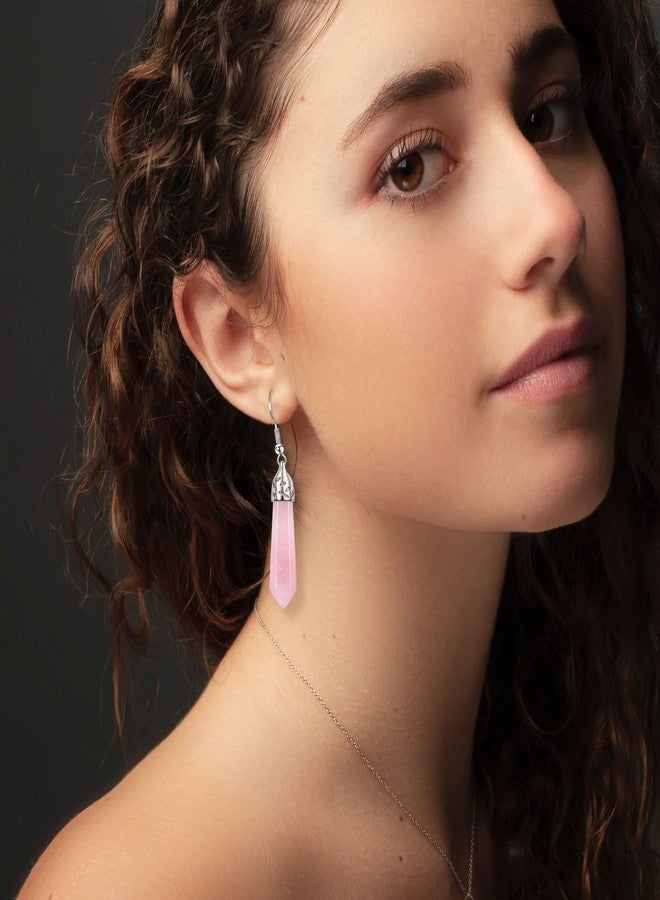 Jovivi 3Pairs Healing Crystals Earrings Sets for Women Natural Real Amethyst Clear Quartz Rose Quartz Stone Healing Hexagonal Points Crystal Chakra Dangle Earrings - Image 5