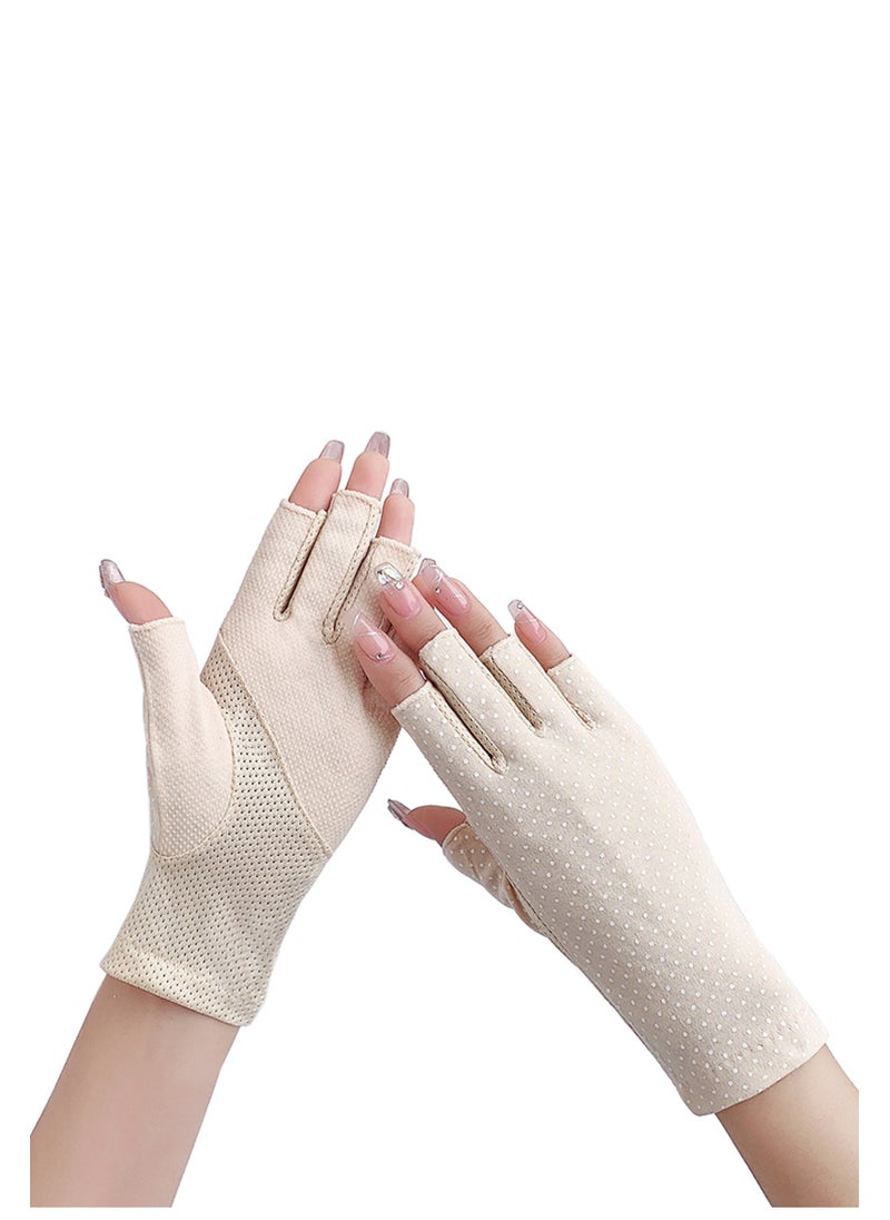 Generic - Women Girls Summer Fingerless Gloves, Non-slip UV Protection Driving Gloves Outdoor Gloves - Image 1