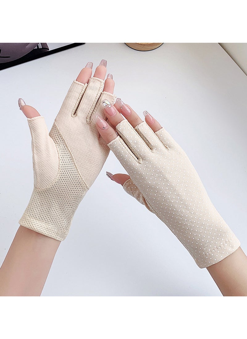 Generic - Women Girls Summer Fingerless Gloves, Non-slip UV Protection Driving Gloves Outdoor Gloves - Image 1