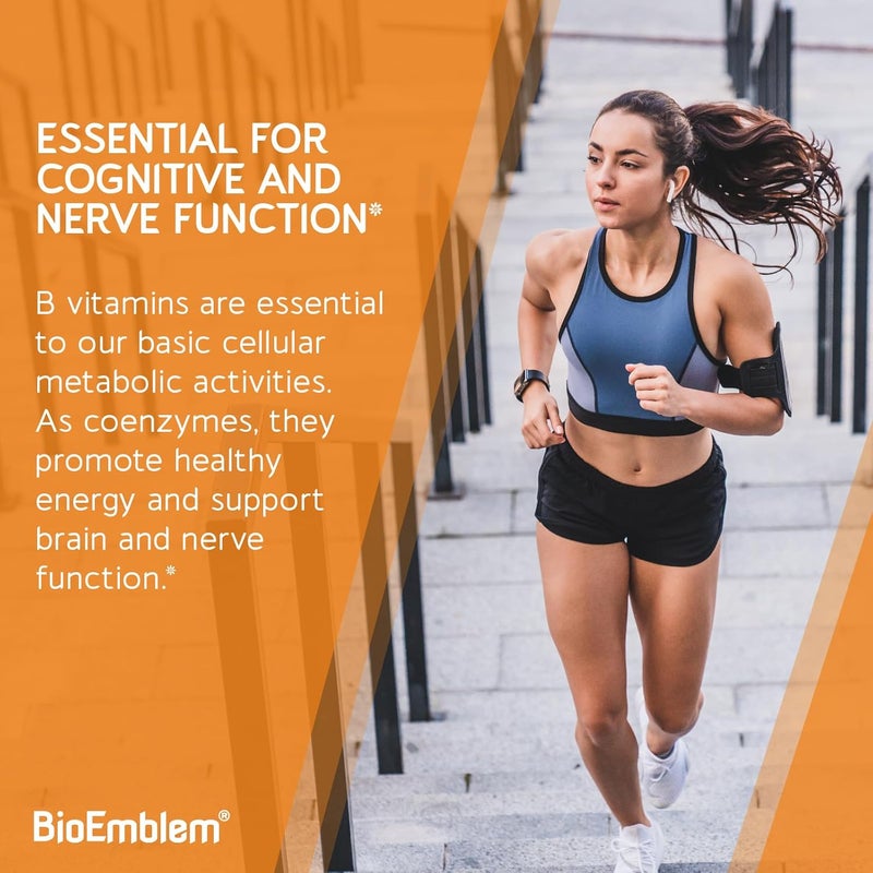 BioEmblem Vitamin BComplex  All 8 Active Forms with Methyl Folate Methyl B12 B6 Biotin Plus Choline Inositol Supports Energy Metabolism Brain Heart Health  B Vitamin Supplement 90 Capsules - Image 3