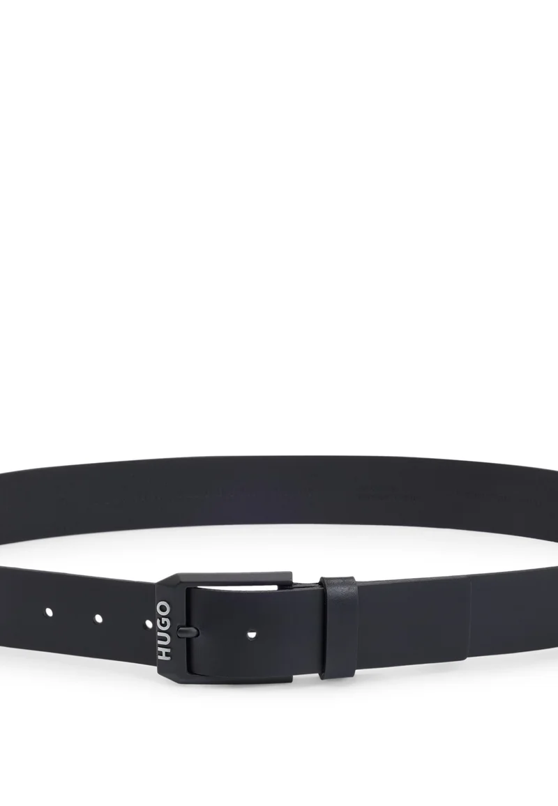هوجو Leather belt with matte-black logo-trim buckle