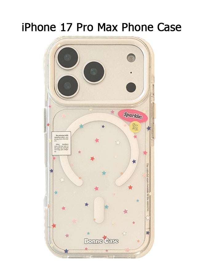 Wffo For iPhone 17 Pro Max Case - Magnetic Transparent Case, Compatible with MagSafe, Star Pattern, Shockproof PC Back, Soft TPU Slim Case, Suitable for Girls and Women - Image 1