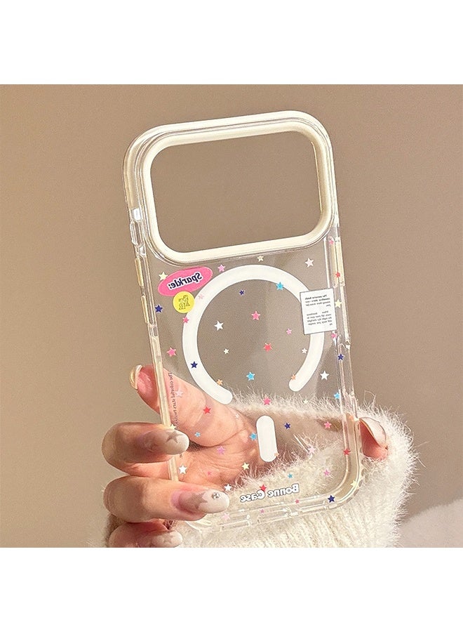 Wffo For iPhone 17 Pro Max Case - Magnetic Transparent Case, Compatible with MagSafe, Star Pattern, Shockproof PC Back, Soft TPU Slim Case, Suitable for Girls and Women - Image 5