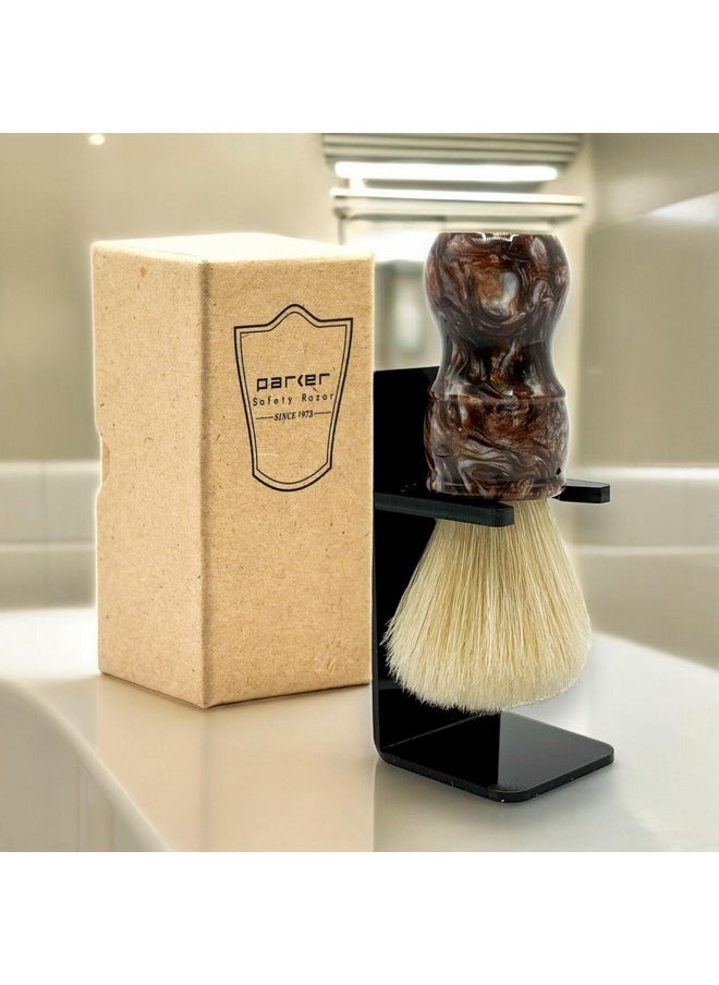 Parker Safety Razor , The Big Brown Boar, Deluxe Iridescent Tortoise Handle 100% Boar Bristle Shaving Brush, Large 24 Mm Brush Knot For A Better Lather!  - Image 4