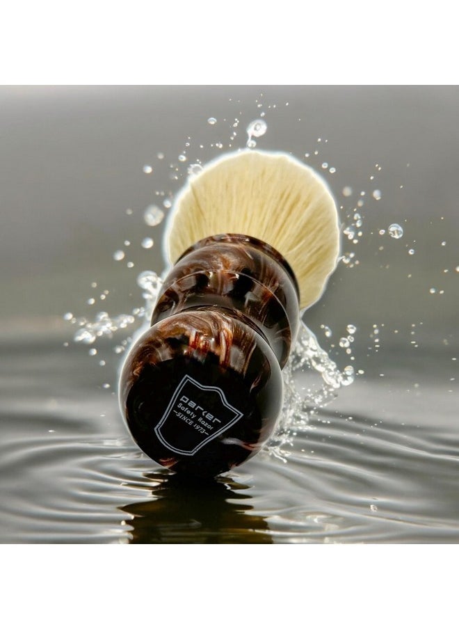 Parker Safety Razor , The Big Brown Boar, Deluxe Iridescent Tortoise Handle 100% Boar Bristle Shaving Brush, Large 24 Mm Brush Knot For A Better Lather!  - Image 3