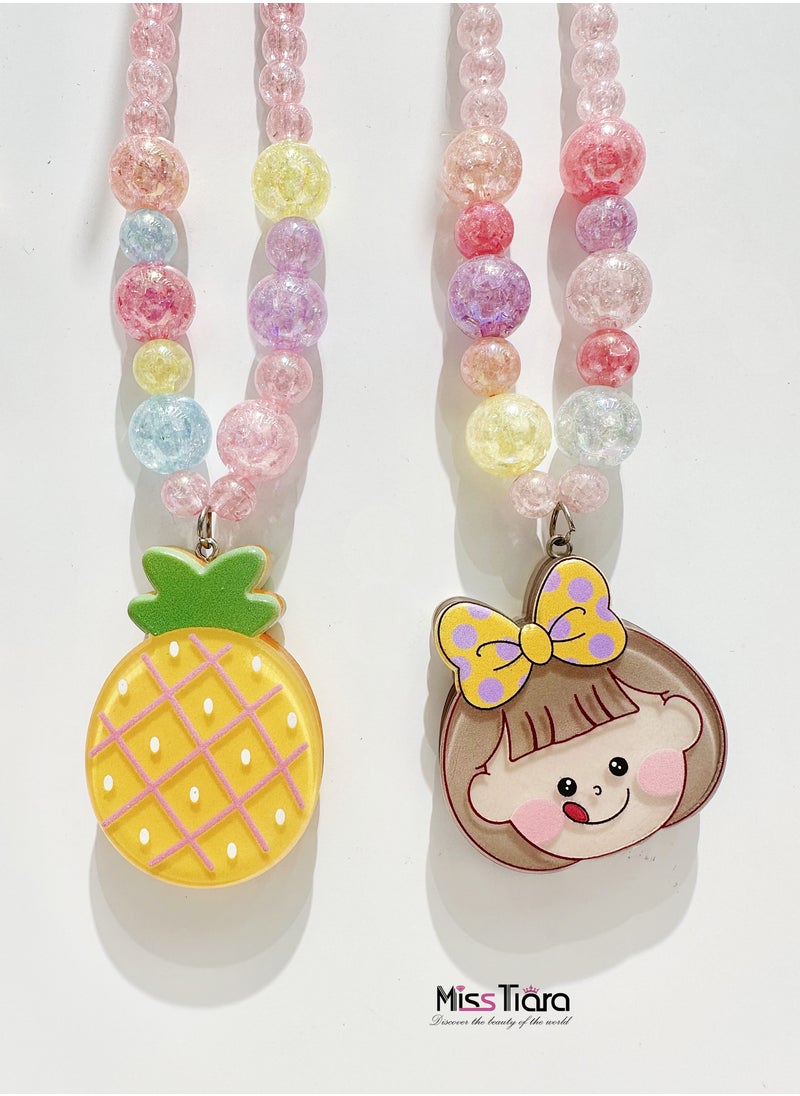 MissTiara 3 Pieces Trendy Acrylic Quicksand Bottle Necklaces For Girls Kids Party Jewelry Pack  - Image 5
