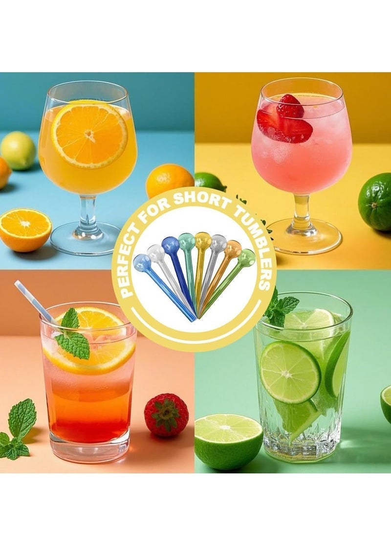 D&L 8 Pcs Glass Straws Shatter Resistant 4 Inch Short Reusable Glass Straw With Cleaning Brush Dishwasher Safe Bar Drinking Straws Perfect For Cocktail Smoothies Coffee Juice Colorful - Image 5