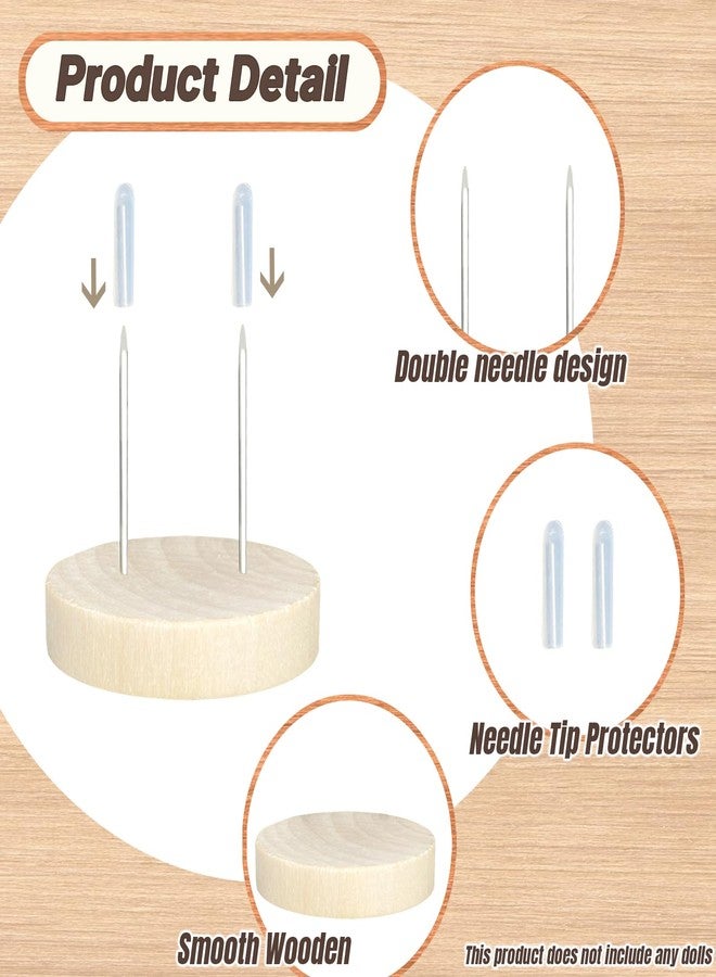 SGIBYN 1 PC Crochet Product Holder,Wooden Double Needle Mini Crochet Product Stand, Miniature Action Figure Display Stand, Display Stand Base - Image 3
