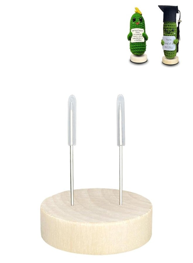 SGIBYN 1 PC Crochet Product Holder,Wooden Double Needle Mini Crochet Product Stand, Miniature Action Figure Display Stand, Display Stand Base - Image 1