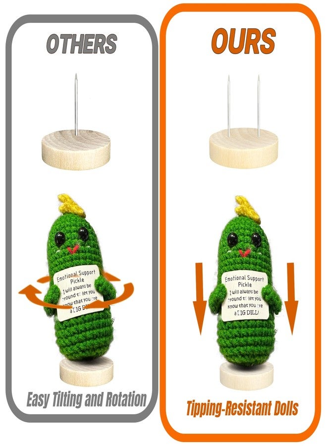 SGIBYN 1 PC Crochet Product Holder,Wooden Double Needle Mini Crochet Product Stand, Miniature Action Figure Display Stand, Display Stand Base - Image 5