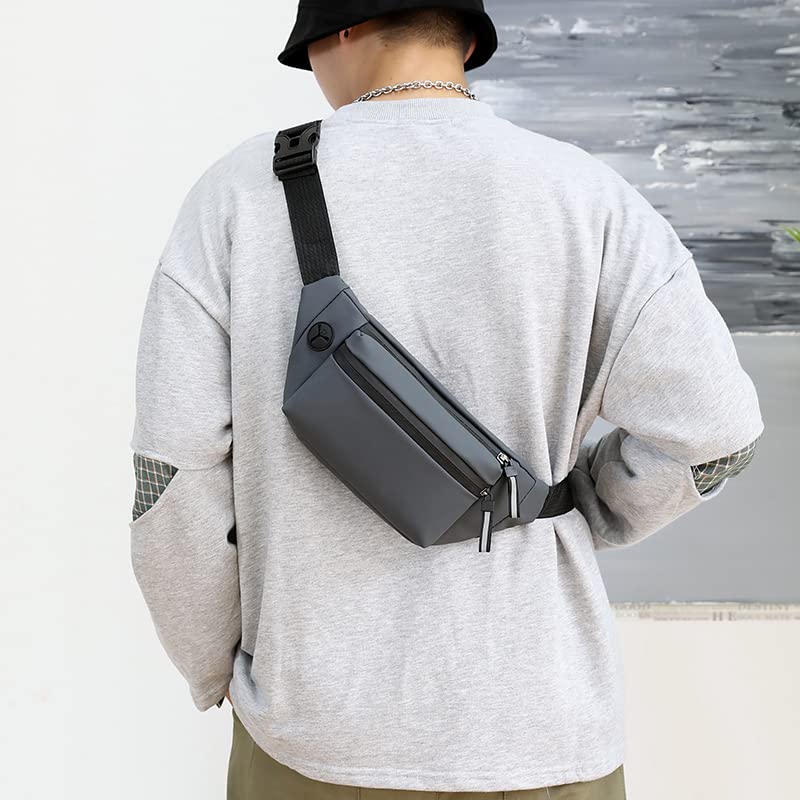 ketmart Mens and Women Fanny Pack Wasit Bag with Triple Pockets Design Adjustable Large Size Belt Water-Resistant for Men Women Running Workout Hiking Travel Outdoor Picnic. (Gery) - Image 2