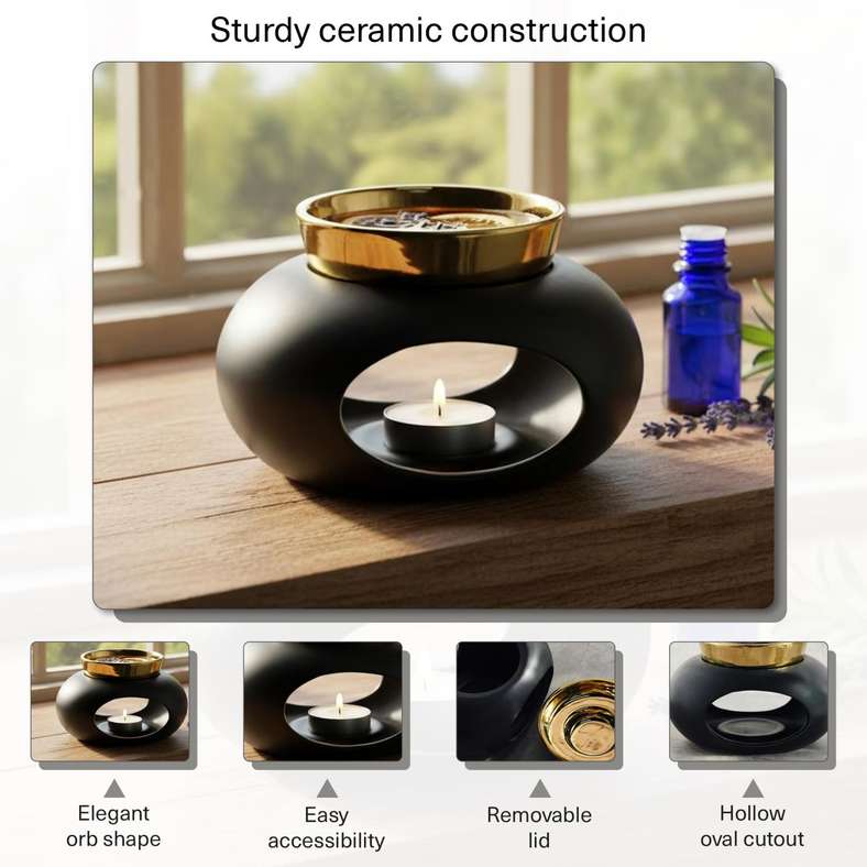 Pan Home موقد زيت هيرش السيراميكي - أسود - Image 4