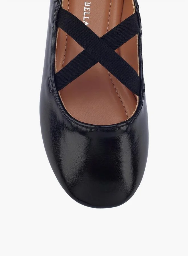 Flora Bella By Shoexpress BLACK Girls Cross Strap Ballerina Shoes for Women | Best Price UAE
