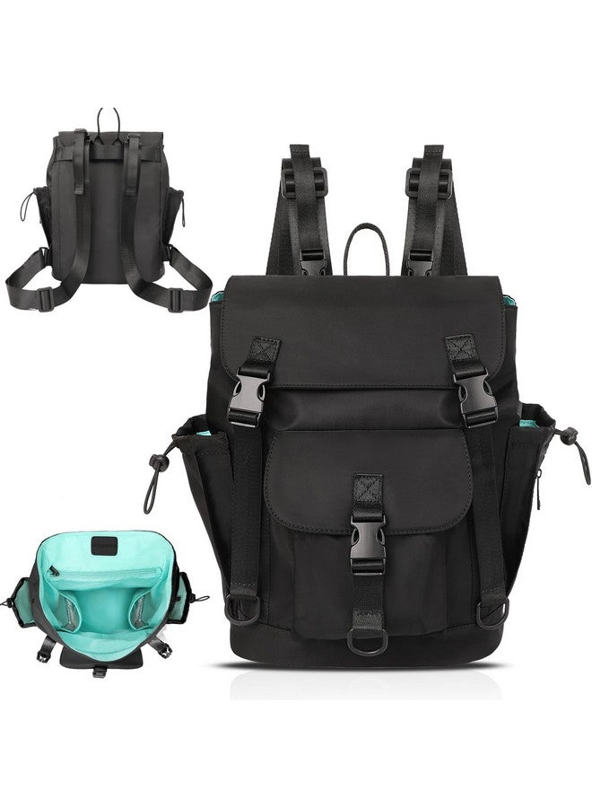 MOMINSIDE حقيبة ظهر حفاضات MOMINSIDE مع جيب مبلل كبير، حقيبة حفاضات صغيرة حقيبة ميني للأطفال للبنات والأولاد، 2 جيوب معزولة، أحزمة عربة الأطفال (أسود) - Image 1