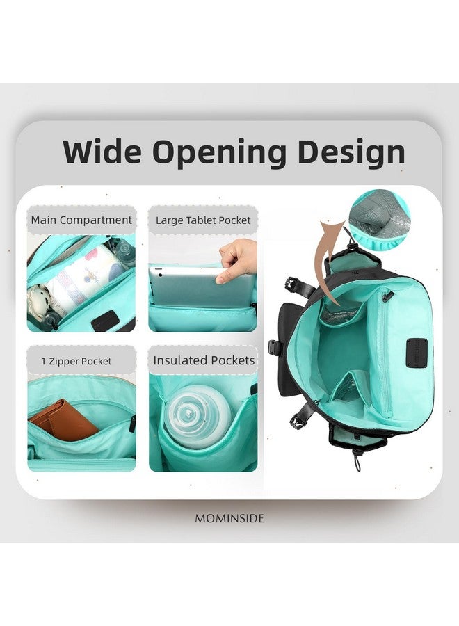 MOMINSIDE حقيبة ظهر حفاضات MOMINSIDE مع جيب مبلل كبير، حقيبة حفاضات صغيرة حقيبة ميني للأطفال للبنات والأولاد، 2 جيوب معزولة، أحزمة عربة الأطفال (أسود) - Image 4