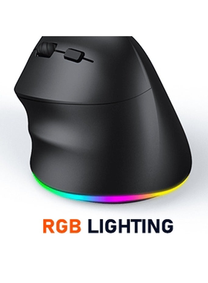 Meetion Left-Handed Ergonomic Wireless Mouse BTM010L Ergonomic design for comfortable use RGB illumination for a dark atmosphere Rechargeable battery for continuous use (Pink)