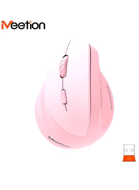 Meetion Left-Handed Ergonomic Wireless Mouse BTM010L Ergonomic design for comfortable use RGB illumination for a dark atmosphere Rechargeable battery for continuous use (Pink)