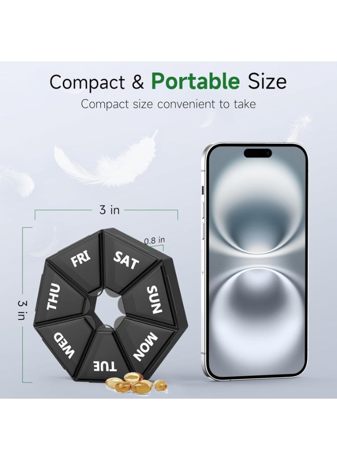 Large Weekly Pill Organizer 7 Day Hexagonal Design - Portable Travel Pill Box Dispenser for Vitamins, Supplements, and Fish Oil - Moisture-Proof Daily Medicine Case with High Capacity Compartments - Easy-Open, Arthritis-Friendly Container for Seniors - Comprehensive Health Care Solution, Better Than Small Daily Boxes. - Image 5