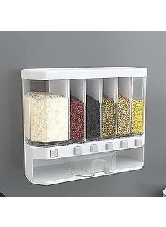 SAI SITA FASHION SAI SITA FASHION Wall Mounted Cereal Food Dispenser For Kitchen 6 Grid Dry Food Dispenser Space Saving Storage Containers for Cereal Rice Nuts Candy Coffee Bean Snack Grain Plastic  - Image 2