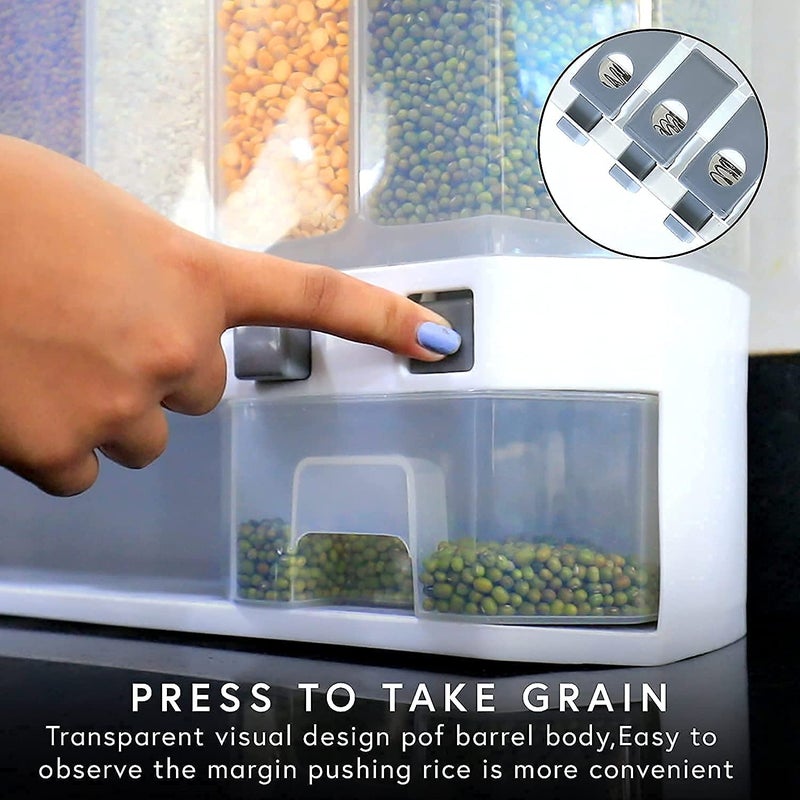 SAI SITA FASHION SAI SITA FASHION Wall Mounted Cereal Food Dispenser For Kitchen 6 Grid Dry Food Dispenser Space Saving Storage Containers for Cereal Rice Nuts Candy Coffee Bean Snack Grain Plastic  - Image 5