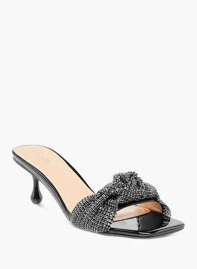 Celeste Womens Embellished Slip-On Sandals With Kitten Heels