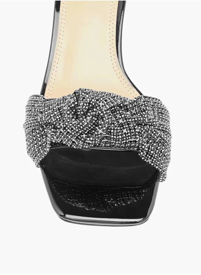 Celeste Womens Embellished Slip-On Sandals With Kitten Heels