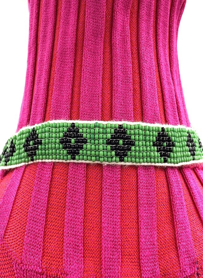 BeadsCorner Native Tribal Style Long Statement Beaded Necklace for Women Handmade (Green Flower) - Image 4