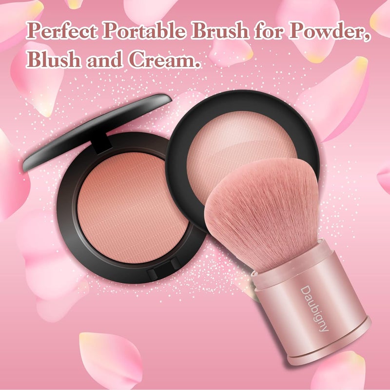Daubigny Retractable Kabuki Makeup Brush, Powder Brushes Foundation Travel Foundation Brush for Blush Bronzer & Powder (Pink) - Image 4