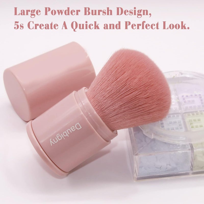 Daubigny Retractable Kabuki Makeup Brush, Powder Brushes Foundation Travel Foundation Brush for Blush Bronzer & Powder (Pink) - Image 2