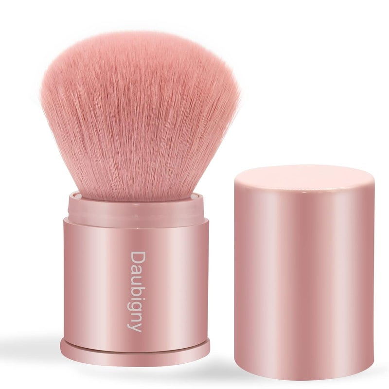 Daubigny Retractable Kabuki Makeup Brush, Powder Brushes Foundation Travel Foundation Brush for Blush Bronzer & Powder (Pink) - Image 1