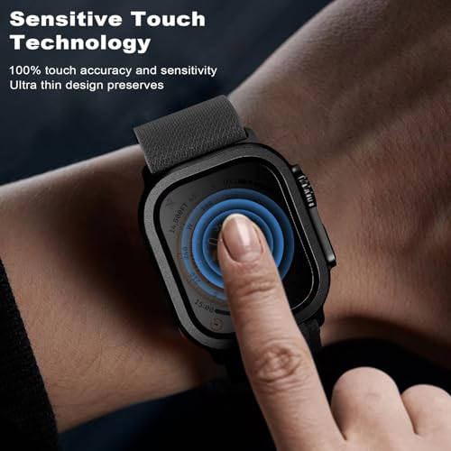 WSKEN for Apple Watch Ultra 3 / Ultra 2 Screen Protector 49mm, [26 Degree Privacy] Titanium Alloy Frame + 9H Tempered Glass, [Touch Sensitive] Lightweight Protective Glass Film for iwatch Ultra 2 Pack - Image 4