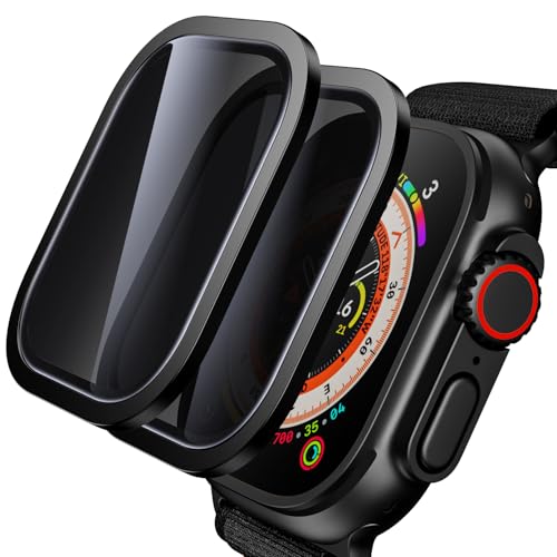 WSKEN for Apple Watch Ultra 3 / Ultra 2 Screen Protector 49mm, [26 Degree Privacy] Titanium Alloy Frame + 9H Tempered Glass, [Touch Sensitive] Lightweight Protective Glass Film for iwatch Ultra 2 Pack - Image 1