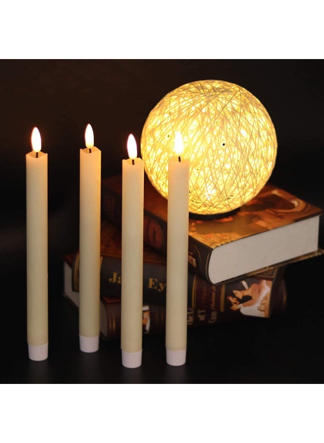 GenSwin Flameless Ivory Taper Candles Flickering with 10Key Remote Battery Operated Led Warm 3D Wick Light Window Candles Real Wax Pack of 6 Christmas Home Wedding Decor078 X 964 Inch - Image 3