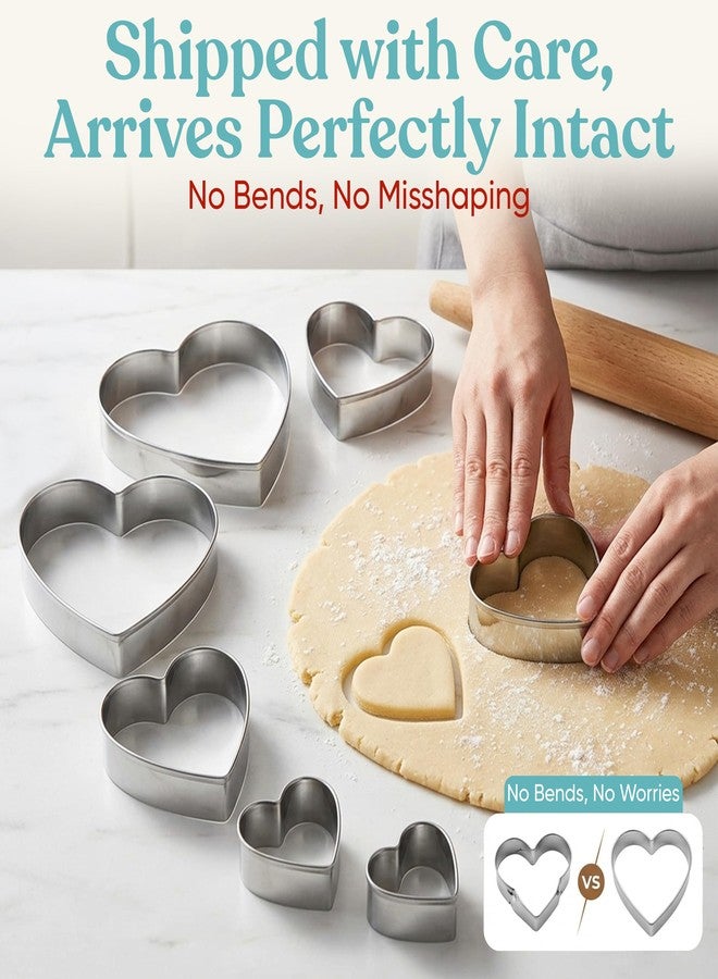 Bakerpan Heart Cookie Cutter Set - 6 Pcs Valentine Heart Shaped Cookie Cutter for Baking Decorations for Cookies, Stainless Steel, Fondant, & Biscuit Making - Image 4